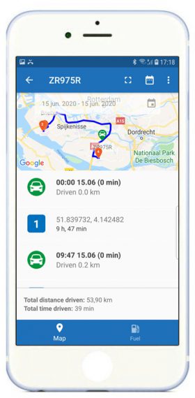 App-route-voertuig-iphone